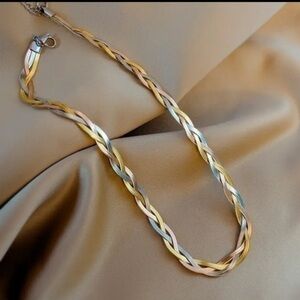 Silver Gold And Rose Gold Crossover Snake Chain